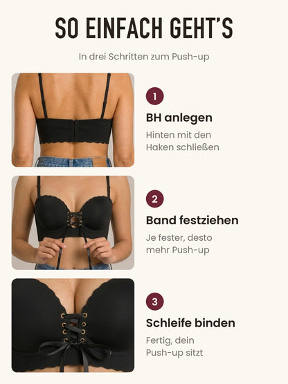 So geht's in drei Schritten: BH anlegen, Band festziehen, Schleife binden