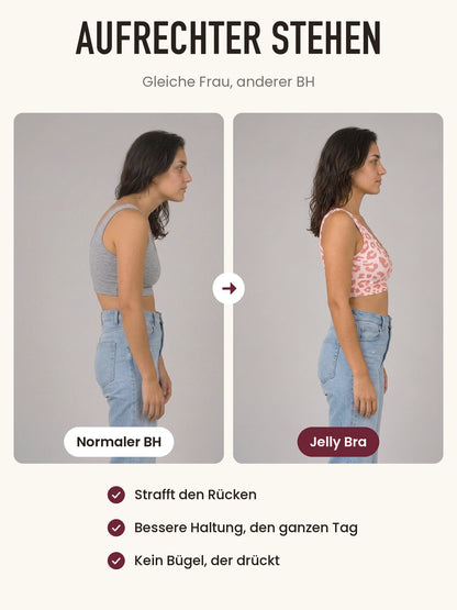 Haltung mit normalem BH und mit dem Jelly Bra im Vergleich