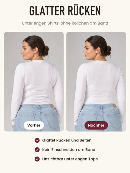 Glatter Rücken unter engem Shirt, vorher und nachher