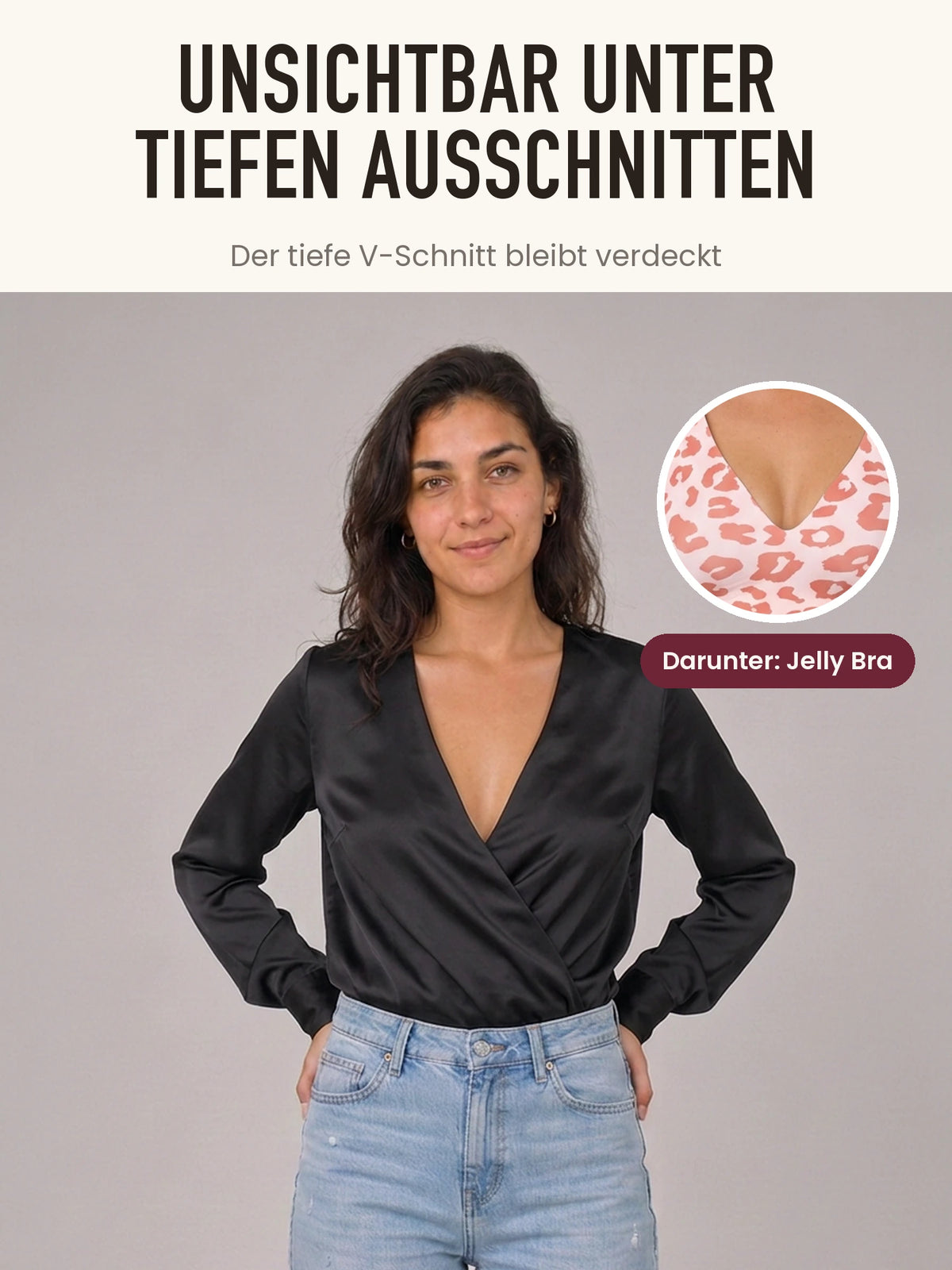 Jelly Bra unsichtbar unter einer Bluse mit tiefem Ausschnitt
